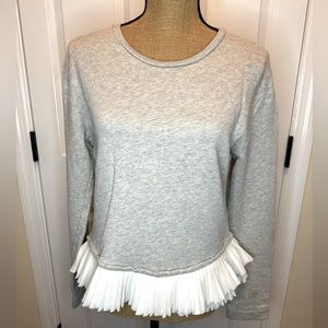 J. Crew White Ruffle Hem Gray Long Sleeve Sweatshirt size small